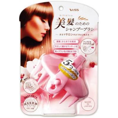 VeSS Bihatsu Shampoo Brush Силиконовая щетка-массажер для мытья головы, розовая