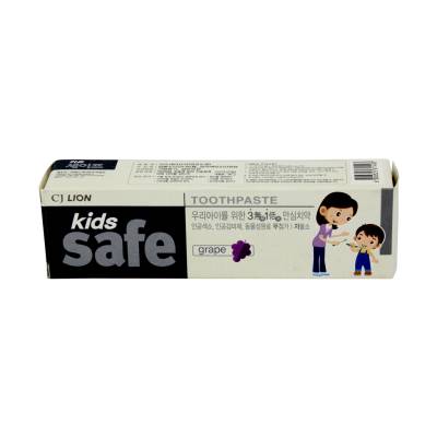 -CJ Lion Детская зубная паста "Kids Safe" со вкусом винограда, от 3-х до 12 лет, 90г