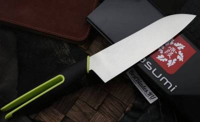 Нож Шеф зеленый, размер 200 мм, нержав.полипропилен-эластомер, SHIZU HAMONO