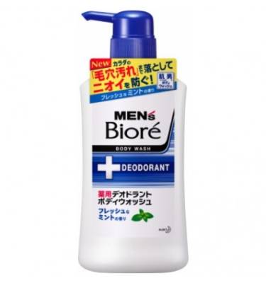 KAO "Men's Biore" Увлажняющее и дезодорирующее мужское жидкое мыло для тела с ароматом мяты, 440мл