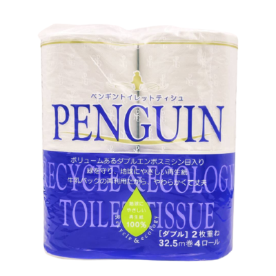 Бумага туалетная 2-х слойная "Penguin", 4 рулона, 32,5м, Marutomi