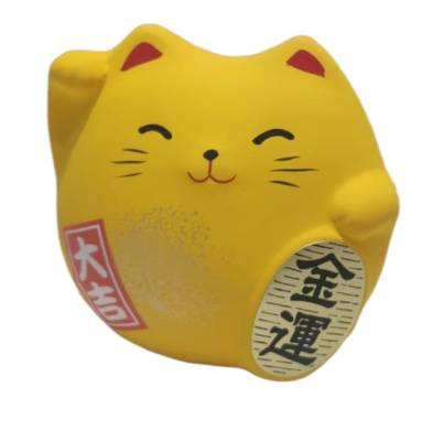 Сувенир Манэки Кот желтый, материал - керамика, размер - 5 см, ручная работа, Japan