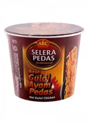 Лапша б/п ТМ "Mi ABC" со вкусом "Острый Гулай из курицы" (Gulai Ayam Pedas)  в стакане 60 гр.