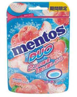 Конфеты MENTOS DUO со вкусом Персика и Содовой, 45 гр