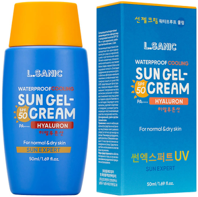 Солнцезащитный гель-крем для нормальной кожи лица SPF 50/PA++++ с гиалуроновой кислотой,50мл,L.Sanic