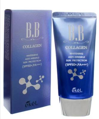 Крем Биби Ekēl B.B Collagen SPF50+ PA+++ отбеливающий с коллагеном, помпа 50мл