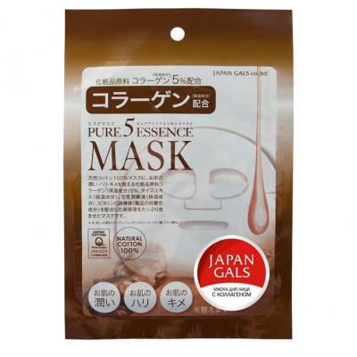 Japan Gals Pure 5 Essence Маска с коллагеном 1шт