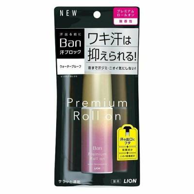 Премиальный дезодорант роликовый, нано-ионный, без аромата,Ban Premium Gold Label, LION, 40мл