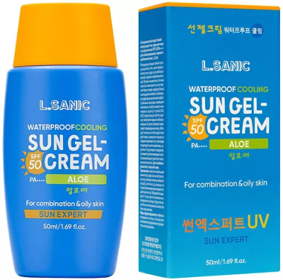 Солнцезащитный гель-крем для жирной кожи лица SPF 50/PA++++ с алоэ водостойкий, 50мл, L.Sanic