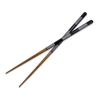 Палочки для еды деревянные японские черные, 23 см