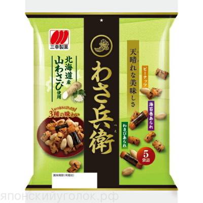Крекер рисовый Sanko Seika закуска васаби, 5шт, 80 гр