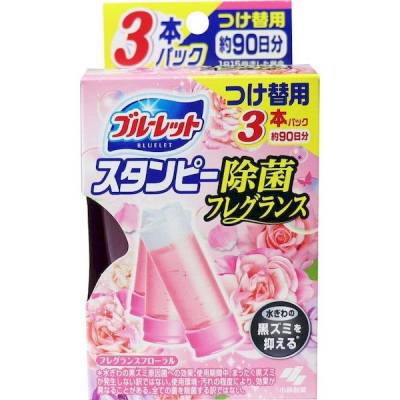 Дезодорирующий очиститель-цветок для туалетов с ароматом роз, KOBAYASHI, 28 гр.*3 шт.