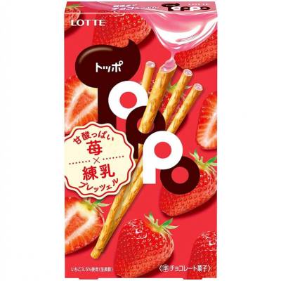 Палочки бисквитные "ТОППО" с клубничной начинкой, Lotte, 40 гр