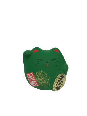 Сувенир Манэки Кот зеленый, материал - керамика, размер - 5 см, ручная работа, Japan