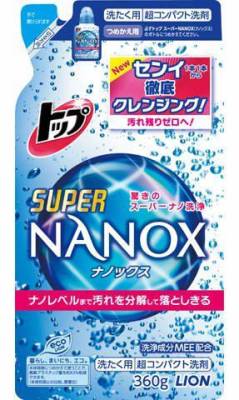 LION Жидкое средство для стирки "Top Super NANOX", запасной блок, 350г