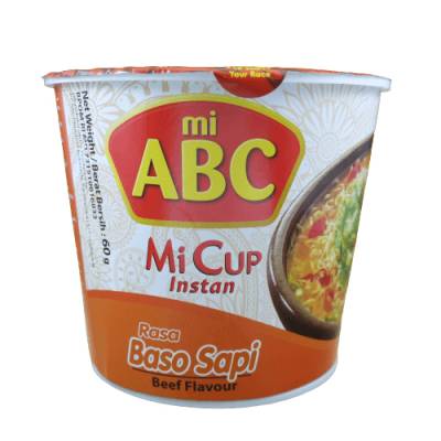 Лапша б/п ТМ "Mi ABC" со вкусом "Мясные фрикадельки" (Boso Sapi) в стакане 60 гр. (упак (24 шт))